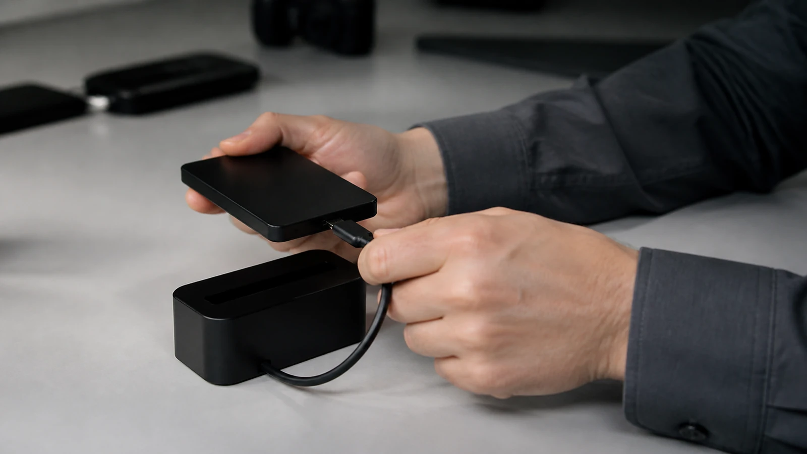 Branchement d’un disque externe sur un dock